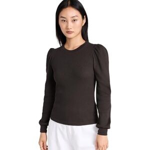 Madewell Dark Brown Puff Sleeve Blouse